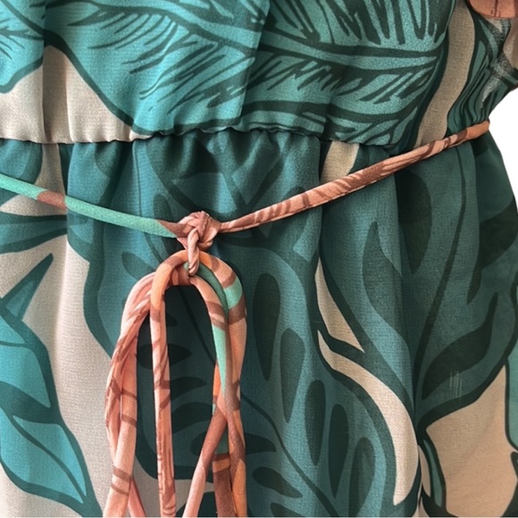 Anthropologie FARM Rio Ruffled Botanical Maxi Dress, Teal/Peach, XS - Picture 10 of 16